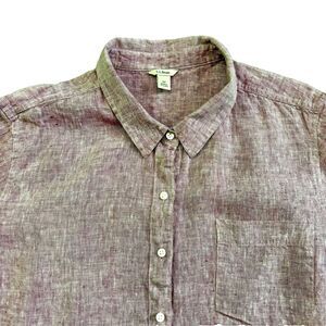 LL Bean Linen Shirt Blouse Top Women’s Size 3XL Light Red Long Sleeve Breathable
